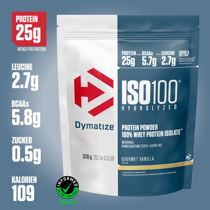 Produktbild Dymatize ISO 100 Hydrolyzed (Vanille, 1 Stk., 570 g)