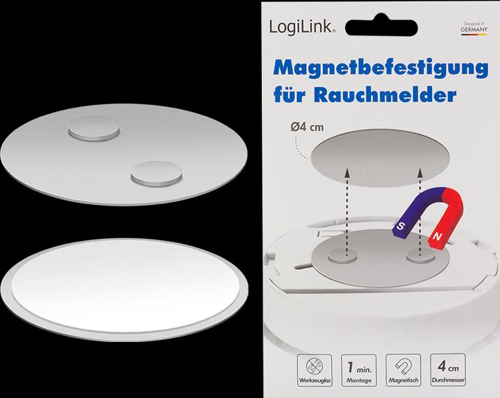 LogiLink Smoke detector mounting set Ø4 cm, magnetic