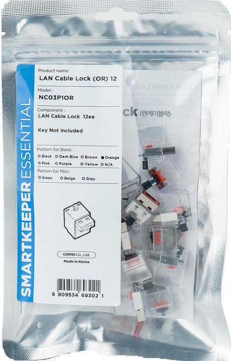 Smart Keeper Blocco cavo LAN di base arancione 12 pezzi.