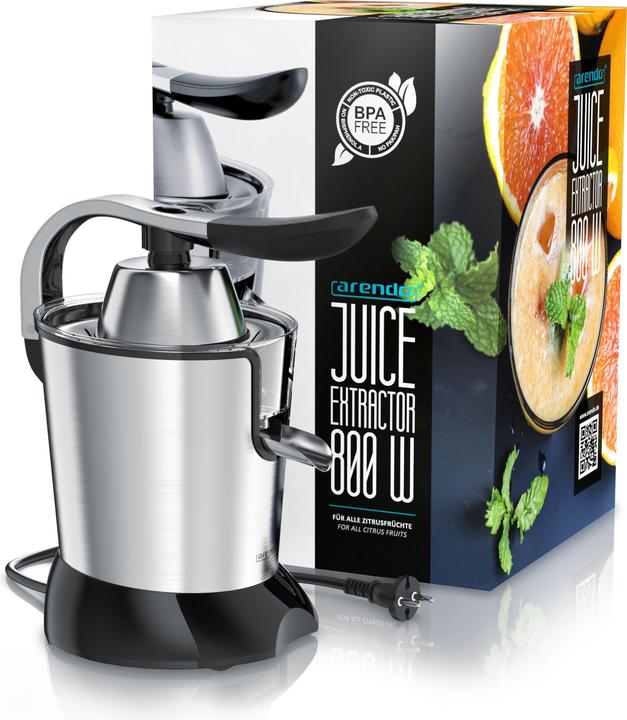 Actual product image Arendo Edelstahl Zitronenpresse, Orangenpresse Limettenpresse Entsafter, 0,4L Behälter, 2 Presskegel, 800W