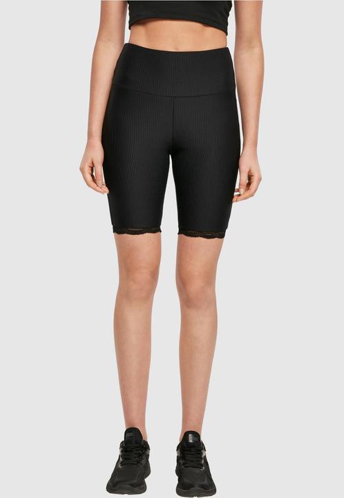 Actual product image Urban Classics Ladies High Waist Rib Lace Hem Cycle Shorts (4XL)