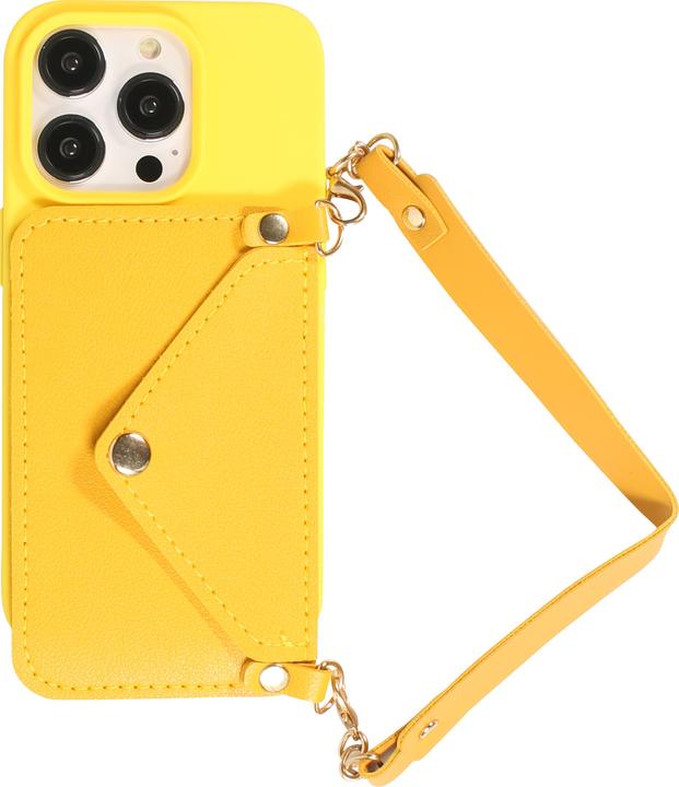 Image du produit PhoneLook Coque Silicone soft touch avec pochette à cartes ou argent en cuir et lanière intégrée (Apple iPhone 14 Pro)