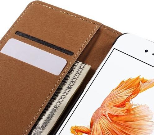Produktbild Ueli Express iPhone SE / 8 / 7 Buch Etui Tasche Echtleder mit Kartenfach Orange (Apple iPhone SE, Apple iPhone 8, Apple iPhone 7, Apple iPhone SE (2nd Gen), Apple iPhone SE (3rd Gen))