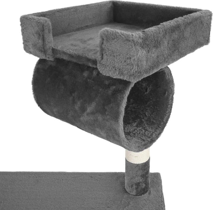 Actual product image Wiltec Cat Tree Grey Sisal 141cm Scratching Post Climbing Tree Cats Play (141 cm, Grey)