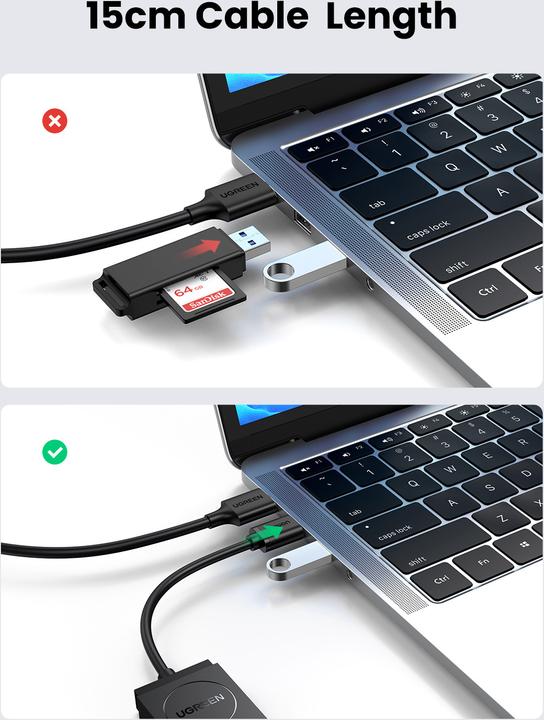 Actual product image Ugreen 2 in 1 USB-A 3.0 card reader (USB 3.0)