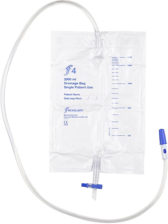 Produktbild Flexicare Urinbeutel 2l 100cm Ablauf Rücklaufventil unsteril
