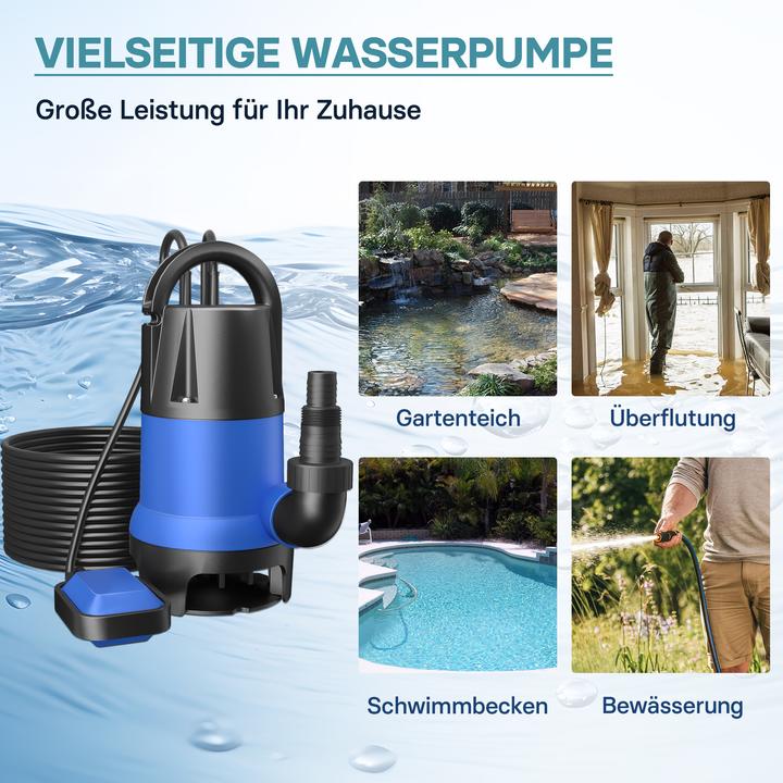 Produktbild Wiltec Schmutzwasserpumpe 400 W 7500 l/h Tauchpumpe Gartenpumpe Brunnenpumpe Pumpe (Schmutzwasserpumpe)