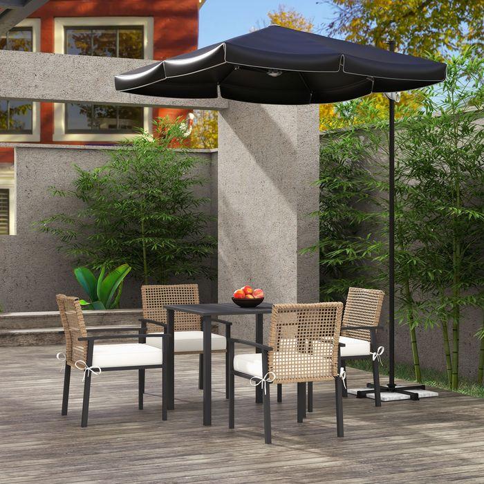 Image du produit Swisshandel24 Ensemble de meubles de jardin en rotin, 5 pièces, balcon pour 4 personnes, 1 table, 4 chaises (79 cm)