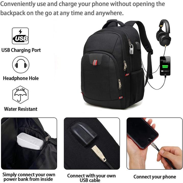 Image du produit Della Gao Laptop-Rucksack mit USB-Anschluss (für 17 Zoll) (32 l)