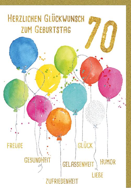 Produktbild Braun + Company Geburtstagskarte Zahl 70 Luftballons (1 Stk.)