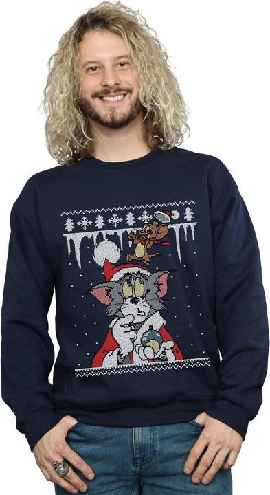 Actual product image Tom & Jerry Mens Christmas Fair Isle Sweatshirt (L)