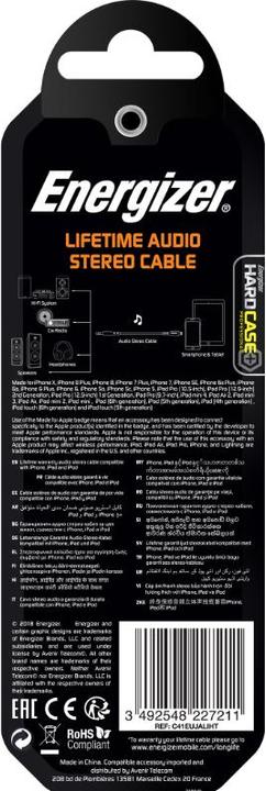 Actual product image Energizer Lifetime Audio AUX Lightning Cable (1.5m) white (1 pcs.)