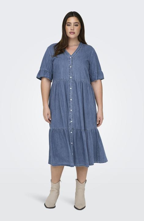 Actual product image Only Loose fit V-neck bell sleeves short dress denim dress (44)