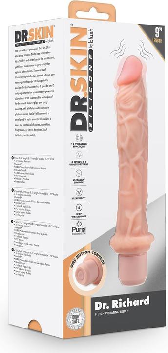 Productafbeelding Blush Dr Skin - 9 Inch Siliconen Vibrerende Dildo - Flexibele Schacht - 10 Krachtige Vibratiefuncties
