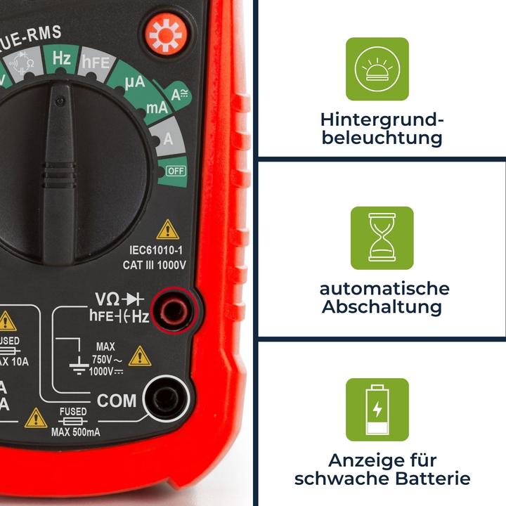 Produktbild Velleman Robustes Echt-Effektivwert-Digitalmultimeter mit automatischem Messbereich - CAT III - 1000 V - 8 Fu (CAT III)