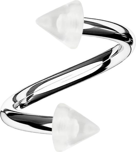 Star Piercing Micro Spirale silber mit zwei Cones transparent (ohne Messing, Acryl, Chirurgenstahl 316L)