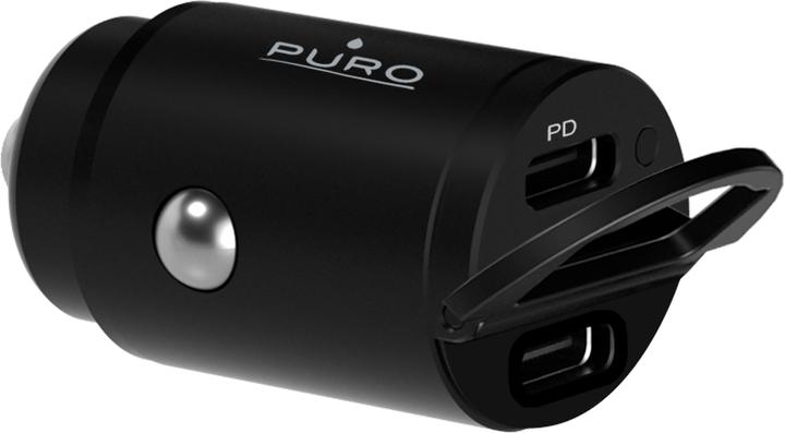 Actual product image Puro Mini Car Fast Charger - Ładowarka samochodowa 2 x USB-C Power Delivery 30 W (czarny)