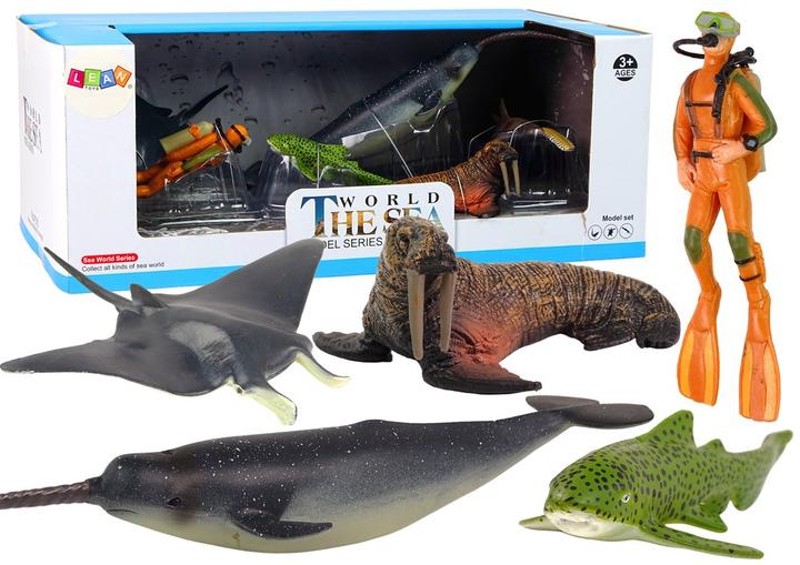 Produktbild Lean Toys Meerestiere Figurenset Arktischer Walross Narwal