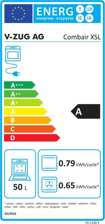 Energie-Label V-Zug Combair XSL