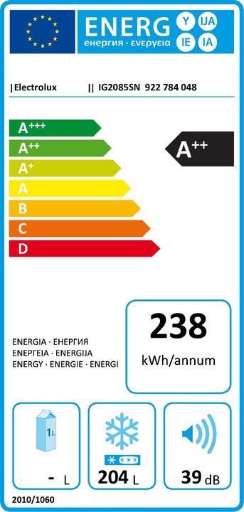 Energy Label Electrolux IG2085SN (Installation, 204 l)