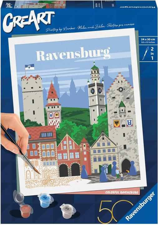 Immagine prodotto Ravensburger CreArt - Pittura per numeri 23685 - Ravensburg colorata - da 12 anni - Anniversario 50