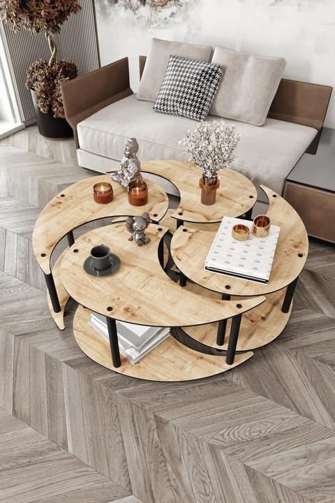 Actual product image Hanah Home Yin Yang Coffee Table 4 Set (70 x 38 x 70 cm)