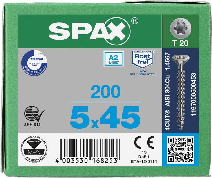 Image du produit Spax Vis pour panneaux agglomérés A2 (200 Vis par pièce)