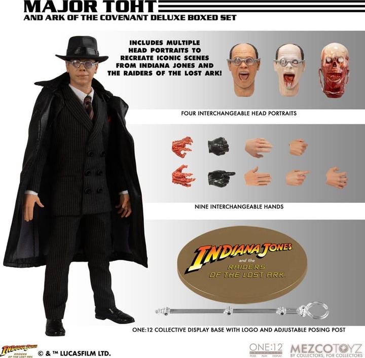 Actual product image Mezco Toys Indiana Jones Action Figure 1/12 Major Toht and Ark of the Covenant Deluxe Boxed Set 16 cm
