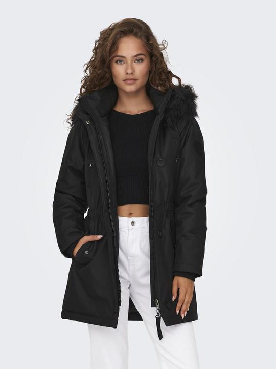Image du produit Only Capuche avec bord en fausse fourrure amovible Poignets côtelés Parka Longue parka (XXS)