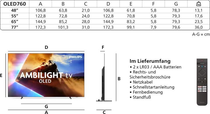 Produktbild Philips 48OLED760/12 (48", OLED760, OLED, 4K, 2025)
