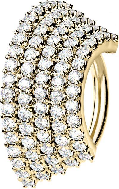 Produktbild Star Piercing Micro Piercing Ring 14k vergoldet Platte mit fünf Kristalllinien (Messing, Chirurgenstahl 316L)