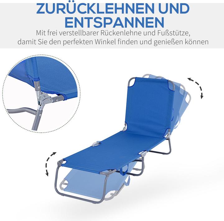 Immagine prodotto Outsunny Lettino prendisole con schienale regolabile (187 cm)