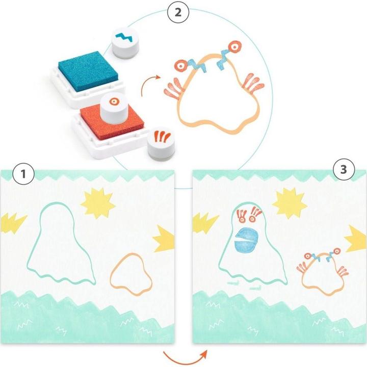 Actual product image Djeco Stamp set Up There