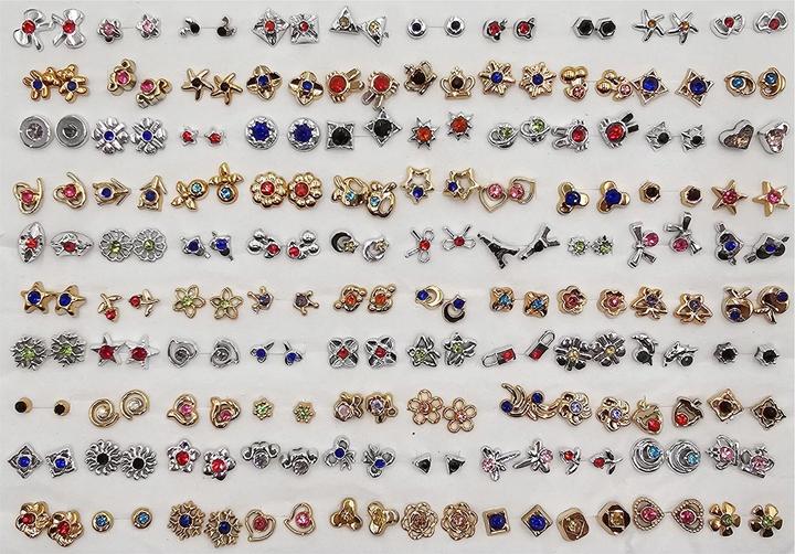 Actual product image ZigZag 100 pairs of assorted stud earrings with 100 rubber stoppers (Plastic)