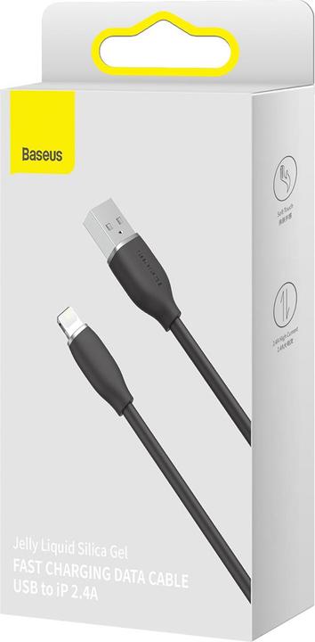 Produktbild Baseus Jelly Liquid Silica Gel Fast Charging Data Cable USB to iP 2.4A 1.2m Black (1.20 m, USB 2.0)