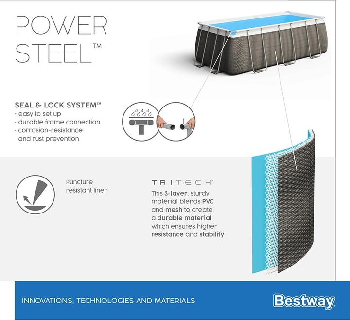 Immagine prodotto Bestway Piscina rettangolare con telaio di alimentazione (412 x 201 x 122 cm)
