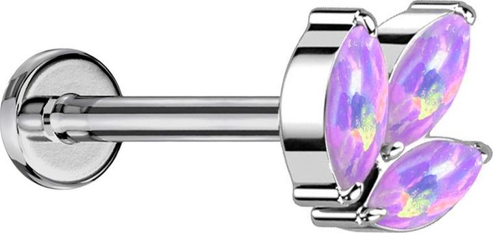 Produktbild Star Piercing Micro Threadless Labret silber drei Oval Opale violett (ohne Messing, Titan G23)