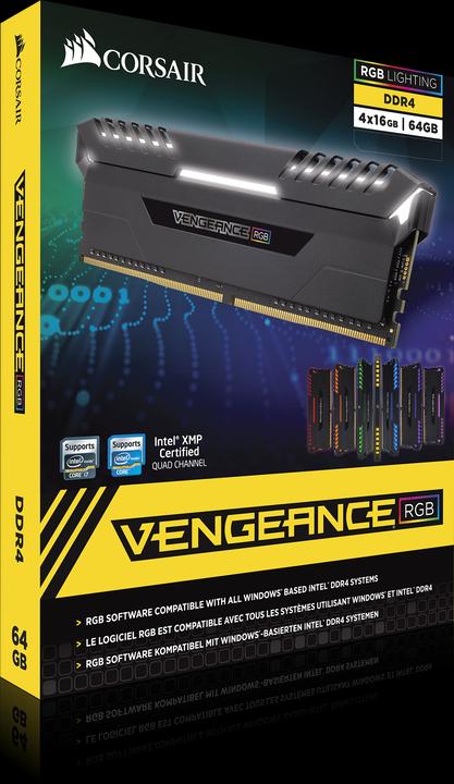 Produktbild Corsair DDR4 Vengeance RGB LED (4 x 16GB, 3000 MHz, DDR4-RAM, DIMM)