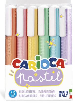 Productafbeelding Carioca Markeerstift Pastel 6 kleuren (Oranje, Paars, Blauw, Groen, Roze, Geel, Pastel, 5 mm, 6 x)