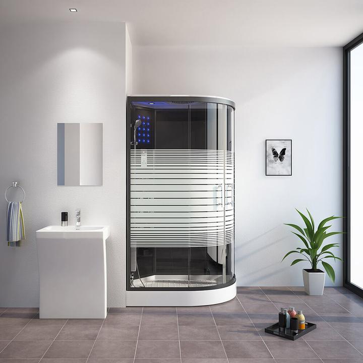 Produktbild Home Deluxe Dampfdusche mit Wasserfall Dampfsauna MANTA BLACK XL, 120x80x220cm - Rechts