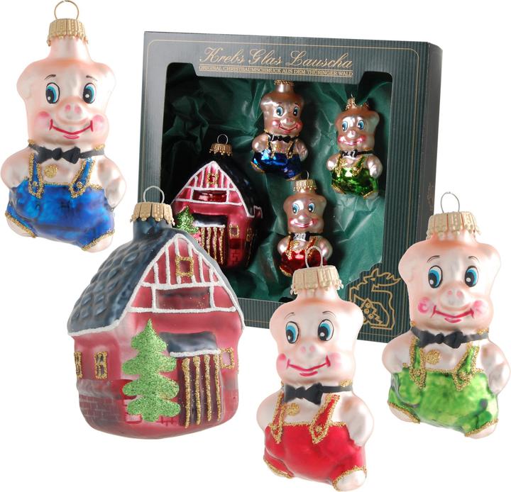 Krebs Glas Lauscha 3 kleine Schweinchen Glasanhänger (1 -teilig)