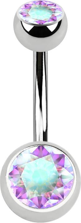 Actual product image Star Piercing Banana silver with two balls crystal multicolour (Surgical steel 316L)