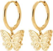 Actual product image Lara Gold plated CREOLES - DANGLING - BUTTERFLIES