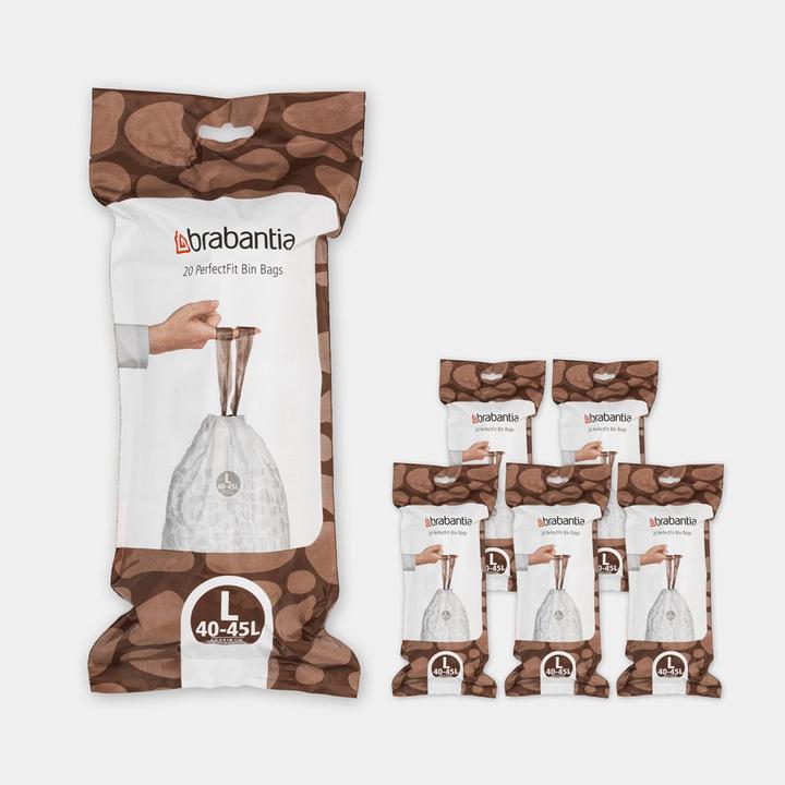 Actual product image Brabantia PerfectFit Vuilniszakken - 40/45 l - Code L - 6 rolls x 20 stuks (120 x, 45 l)