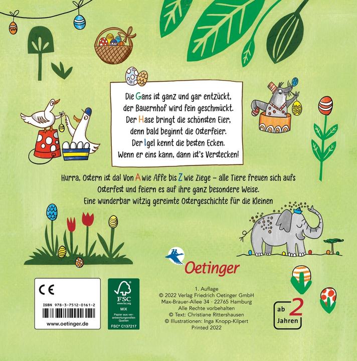 Image du produit Mein tierisch lustiges Oster-ABC (Allemand, Inga Knopp-Kilpert, Christiane Rittershausen, 2022)