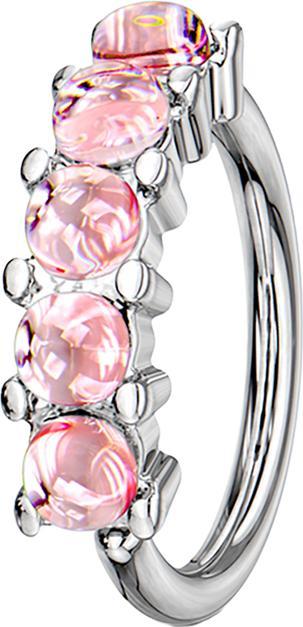 Produktbild Star Piercing Micro Piercing Ring silber fünf Epoxidsteinen pink (Chirurgenstahl 316L, ohne Messing)