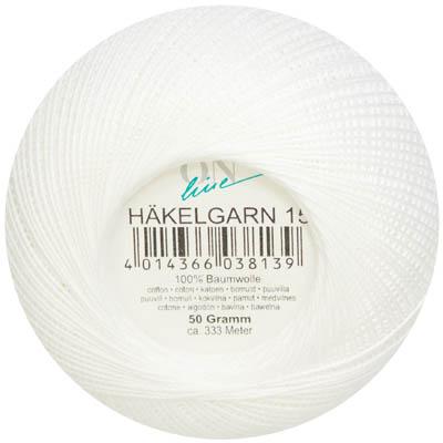 Produktbild Online HÄKELGARN Stärke 15 50 g Stärke 15 333 m 0001 weiss 50 g (333 m)