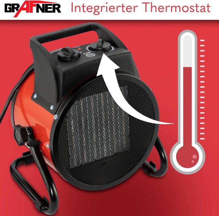 Produktbild Grafner Elektroheizer Heizlüfter Bauheizer 3000 Watt Heizstrahler EH10934 (3000 W)