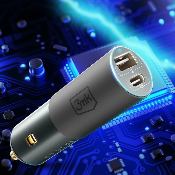 Actual product image 3MK Hyper Car Charger 100W / DC12-24 / USB-C+USB-A