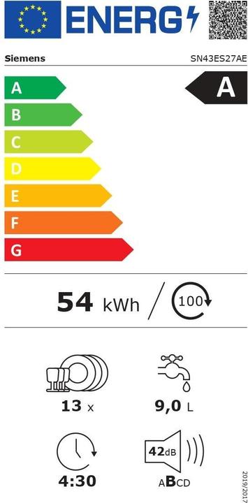 Etichetta energetica Siemens SN43ES27AE
